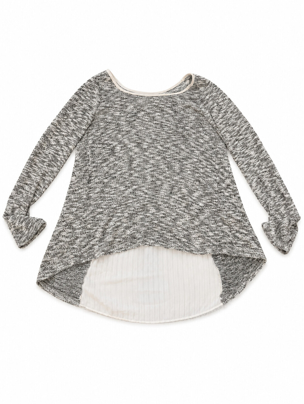 Green Envelope Los Angeles Women's M Gray White Pleated Back Long Sleeve Top